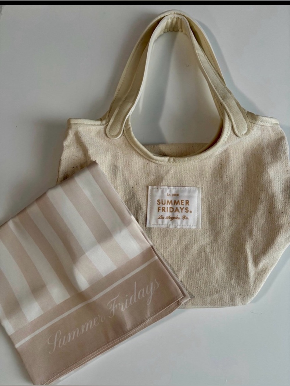 NEW Summer Fridays Canvas Tote & Large Scarf (~30X30”)